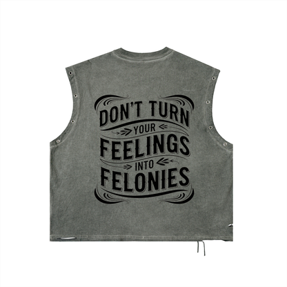 Distressed Grommet Eyelet Tank Top