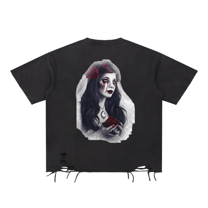 Snow Washed Raw-Hem T-Shirt