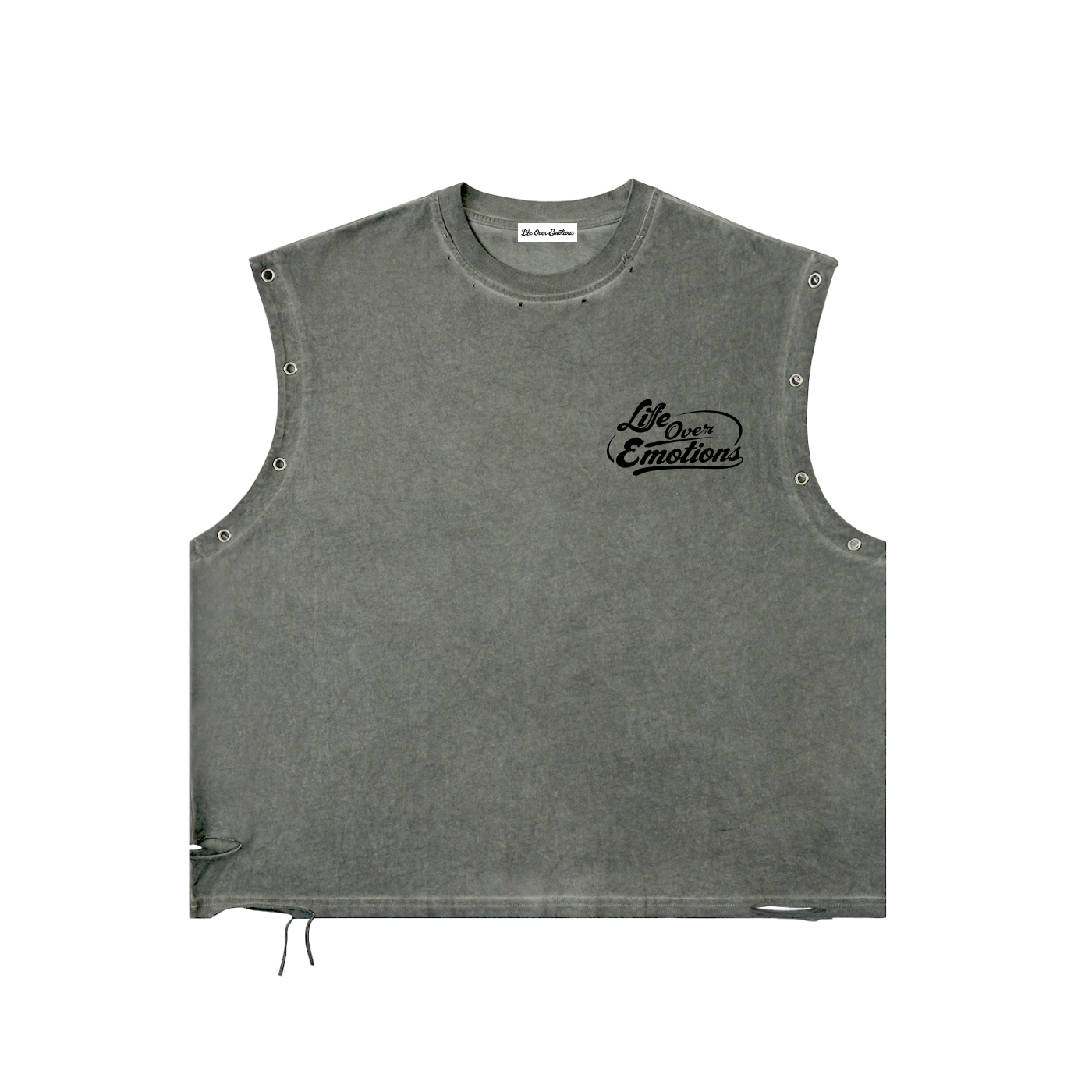 Distressed Grommet Eyelet Tank Top