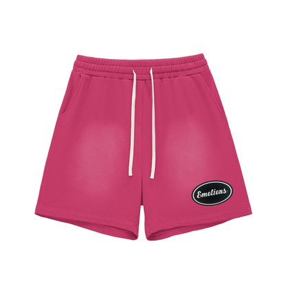 Sun Fade Raw Edge Cotton Shorts